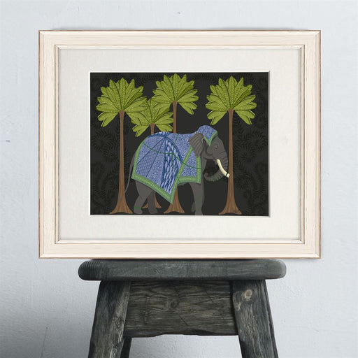 Elephant in palms, Charcoal, Animalia , Art Print, Wall Art | Print 14x11inch