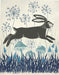 Country Lane Hare 4, Blue, Art Print | FabFunky