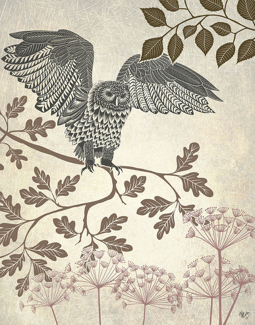 Country Lane Owl 5, Earth, Art Print | FabFunky