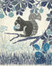 Country Lane Squirrel 1, Blue, Art Print | FabFunky