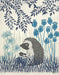 Country Lane Hedgehog, Blue, Art Print | FabFunky