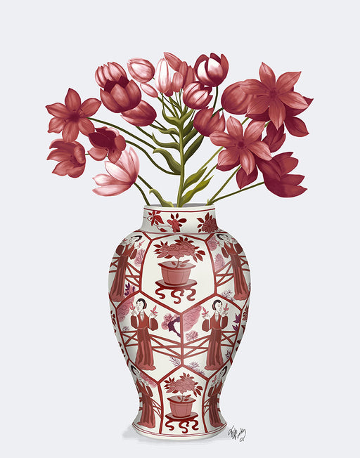 Chinoiserie Arabian Star Red, Red Vase, Art Print | FabFunky