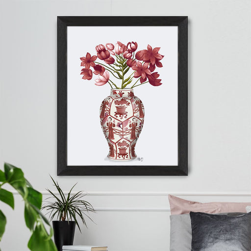 Chinoiserie Arabian Star Red, Red Vase, Art Print | Print 14x11inch