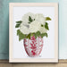 Chinoiserie Chrysanthemum White, Red Vase, Art Print | Print 14x11inch