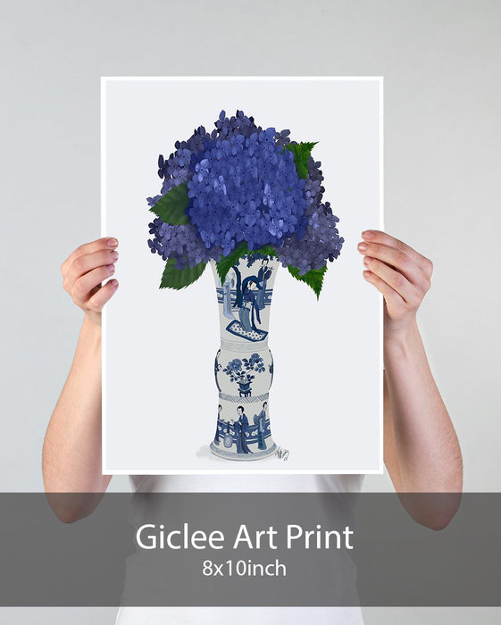 Chinoiserie Hydrangea Blue, Blue Vase, Art Print | Print 18x24inch