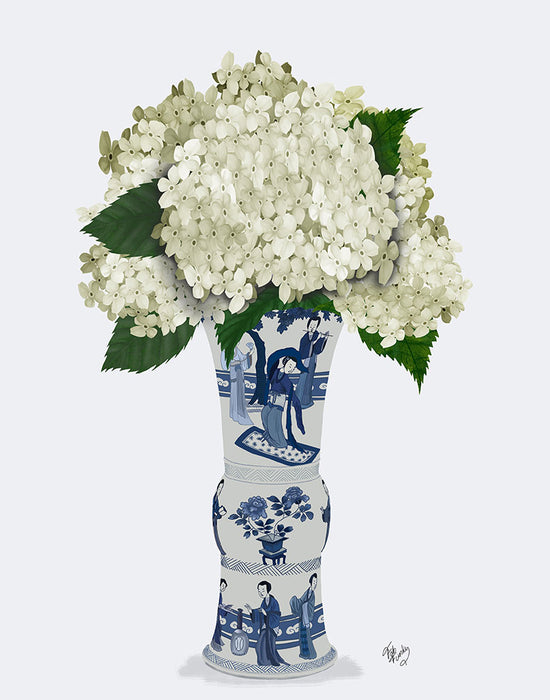 Chinoiserie Hydrangea White, Blue Vase, Art Print | FabFunky