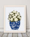 Chinoiserie Magnolias White, Blue Vase, Art Print | Print 14x11inch