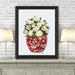 Chinoiserie Magnolias White, Red Vase, Art Print | Print 14x11inch