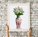 Chinoiserie Tulips White, Hyacinth White, Red Vase, Art Print | Print 14x11inch
