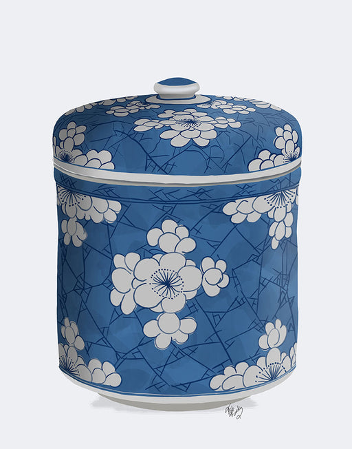 Chinoiserie Cherry Blossom Pot, Blue, Art Print | FabFunky