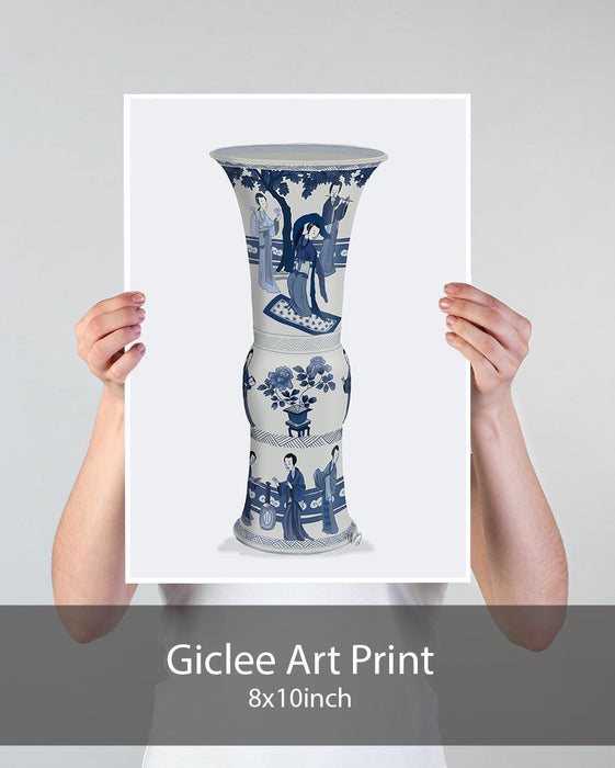 Chinoiserie Vase Dancer Blue, Art Print | Print 18x24inch