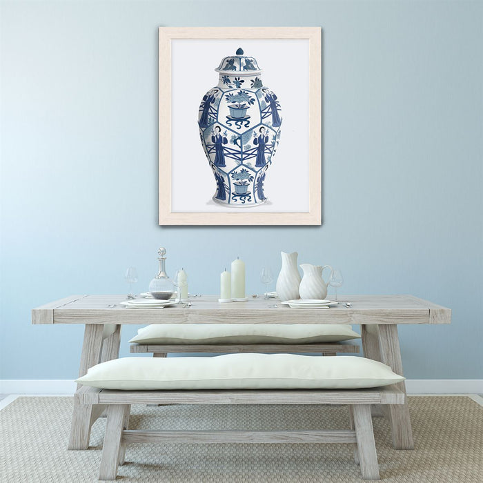 Chinoiserie Vase Leaf Picker Blue, Art Print | Print 14x11inch