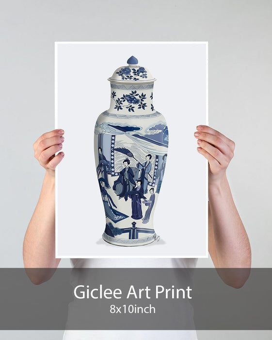 Chinoiserie Vase Queen Blue, Art Print | Print 18x24inch