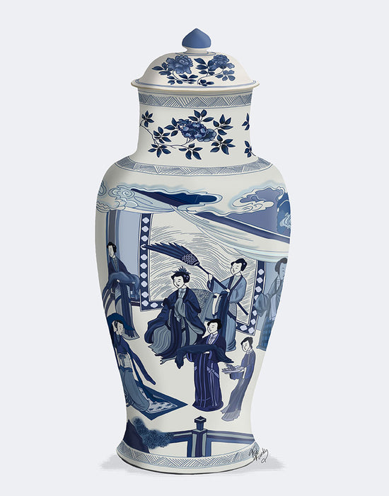 Chinoiserie Vase Queen Blue, Art Print | FabFunky