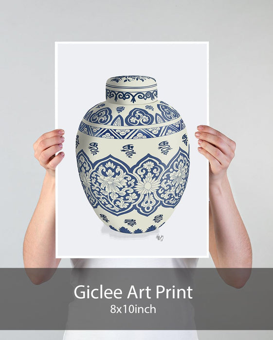 Chinoiserie Vase Symbol Blue, Art Print | Print 18x24inch