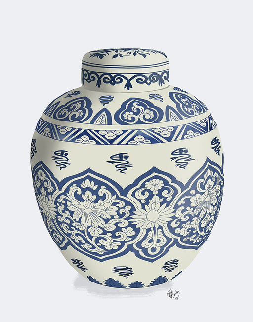 Chinoiserie Vase Symbol Blue, Art Print | FabFunky