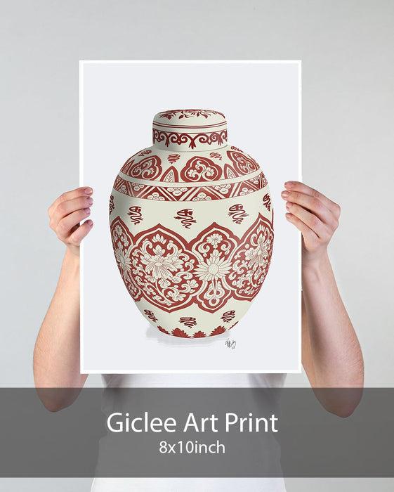 Chinoiserie Vase Symbol Red, Art Print | Print 18x24inch