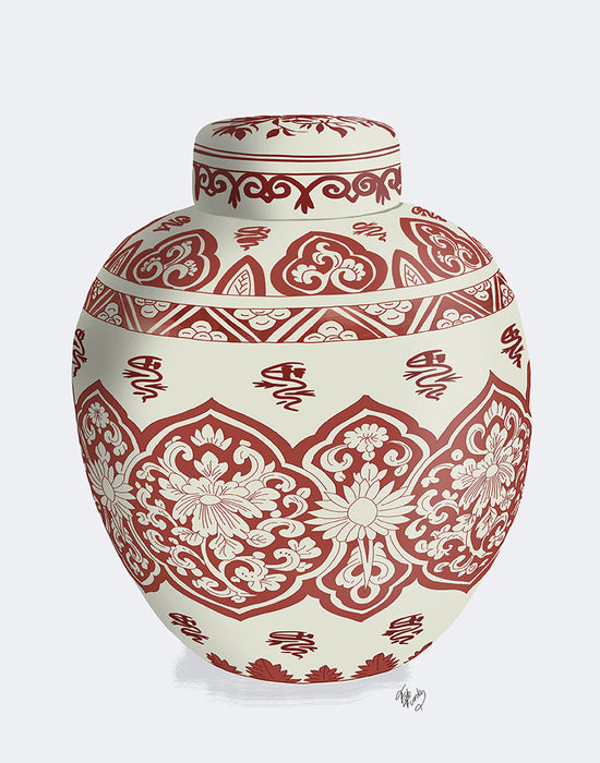 Chinoiserie Vase Symbol Red, Art Print | FabFunky