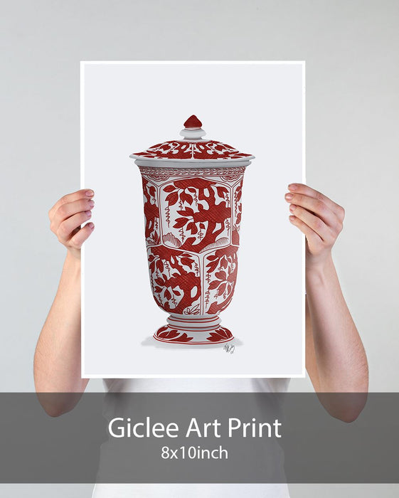 Chinoiserie Vase Tree Red, Art Print | Print 18x24inch