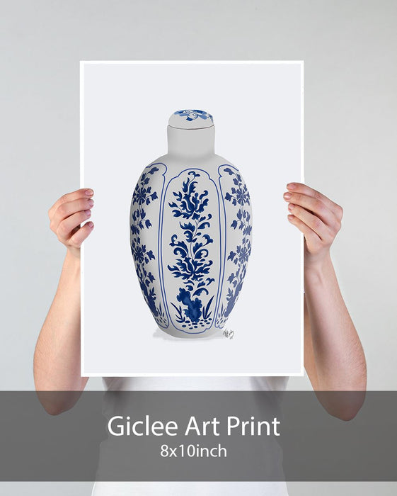 Chinoiserie Vase Vine Blue, Art Print | Print 18x24inch