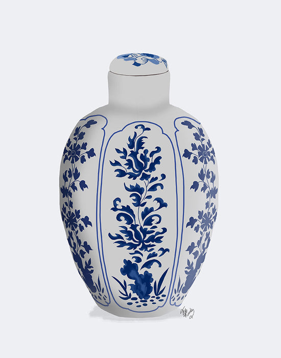 Chinoiserie Vase Vine Blue, Art Print | FabFunky