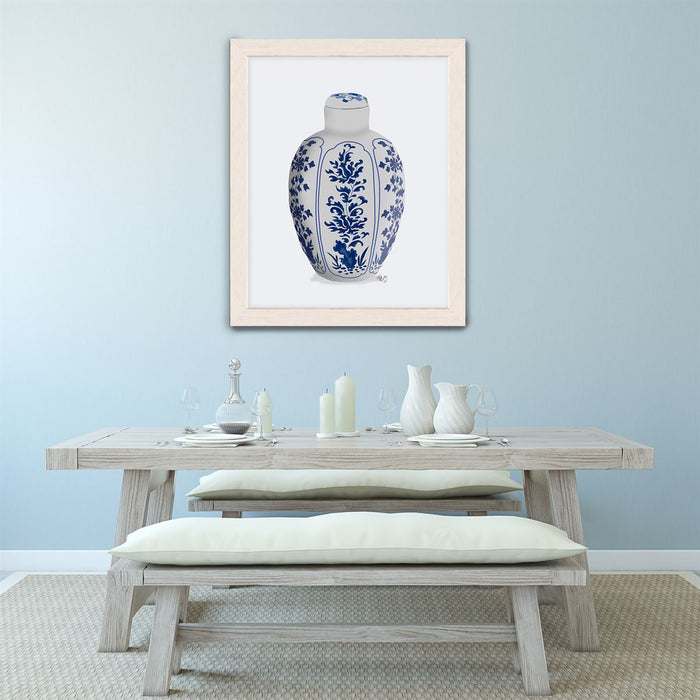 Chinoiserie Vase Vine Blue, Art Print | Print 14x11inch