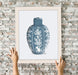 Chinoiserie Vase Vine Grey Blue, Art Print | Print 14x11inch