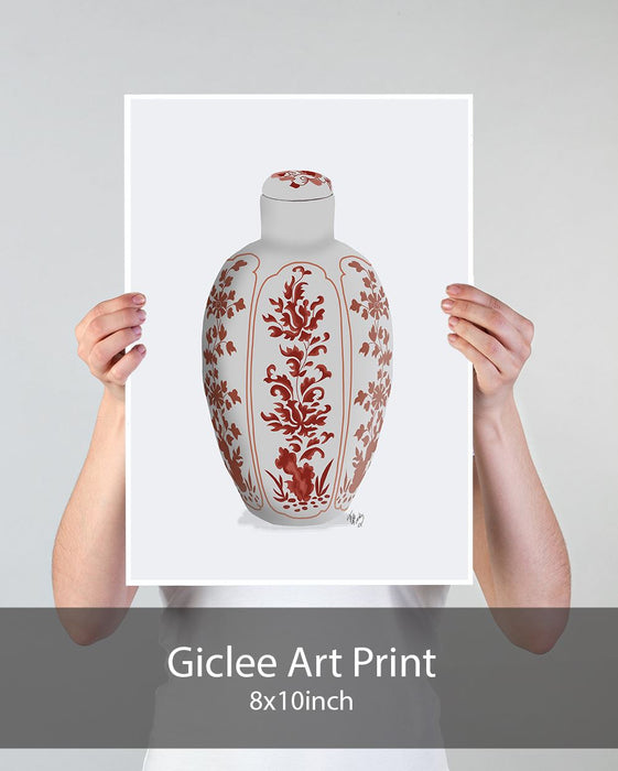 Chinoiserie Vase Vine Red, Art Print | Print 18x24inch