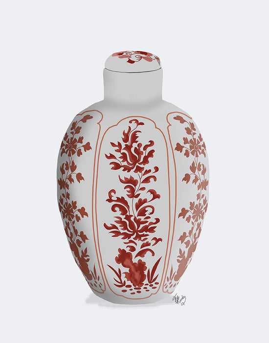 Chinoiserie Vase Vine Red, Art Print | FabFunky