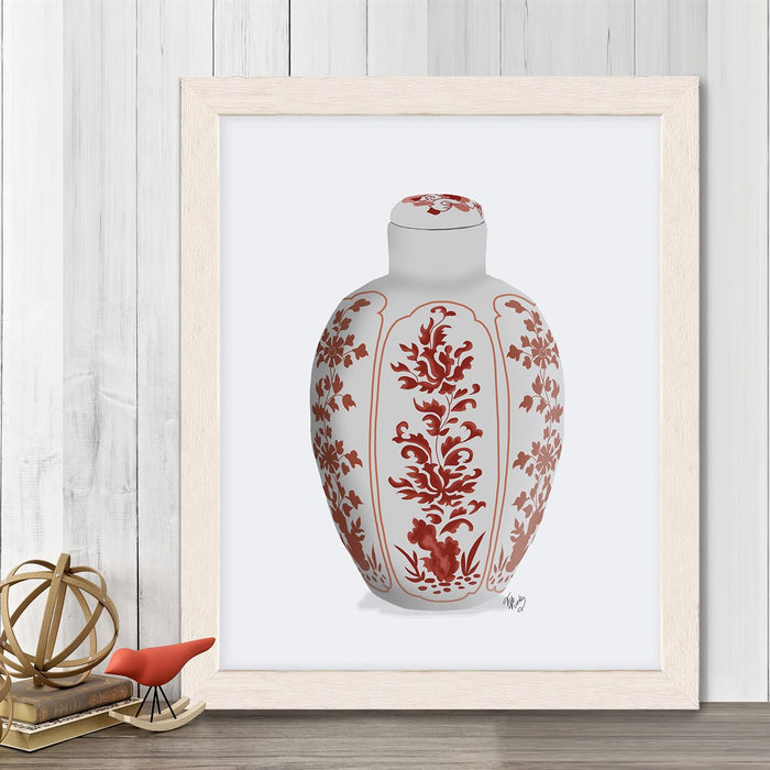 Chinoiserie Vase Vine Red, Art Print | Print 14x11inch