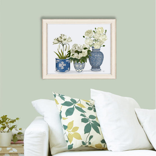 Chinoiserie Flower Trio 1, Blue, Art Print | Print 14x11inch