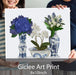 Chinoiserie Flower Trio 2, Blue, Art Print | Print 18x24inch