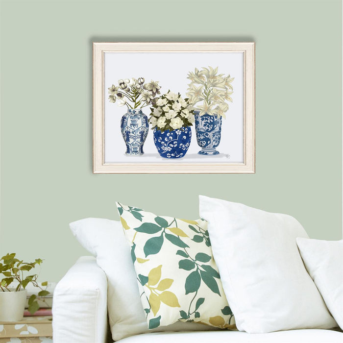 Chinoiserie Flower Trio 3, Blue, Art Print | Print 14x11inch