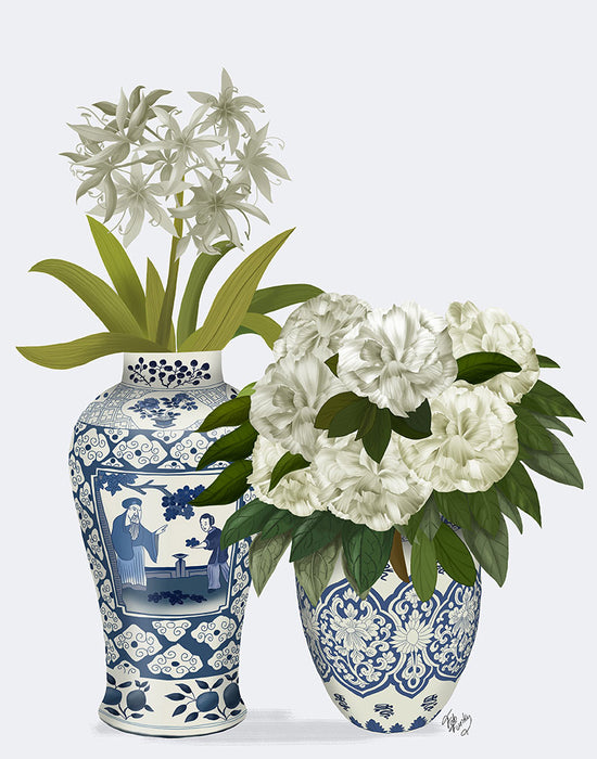 Chinoiserie Flower Duo 2, Blue, Art Print | FabFunky