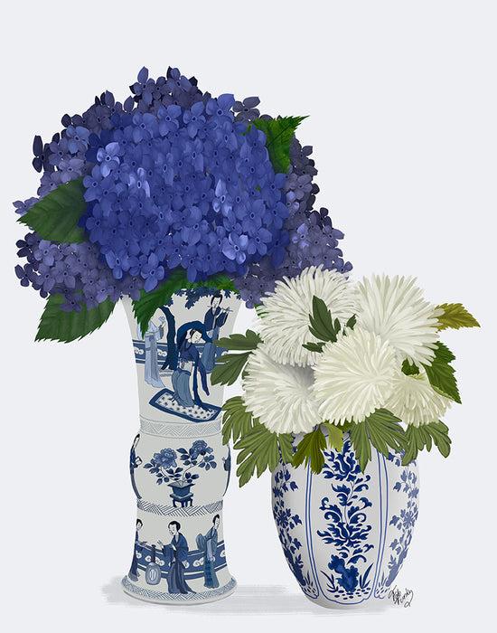 Chinoiserie Flower Duo 3, Blue, Art Print | FabFunky