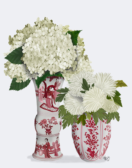 Chinoiserie Flower Duo 3, Red, Art Print | FabFunky
