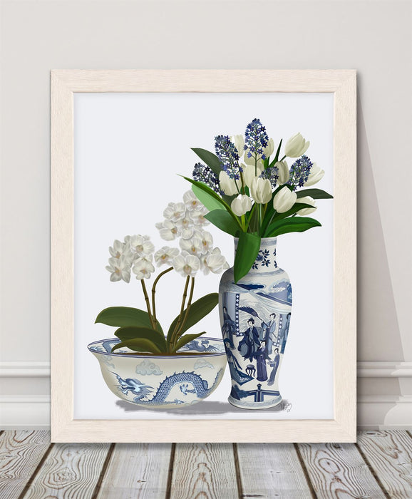 Chinoiserie Flower Duo 4, Blue, Art Print | Print 14x11inch