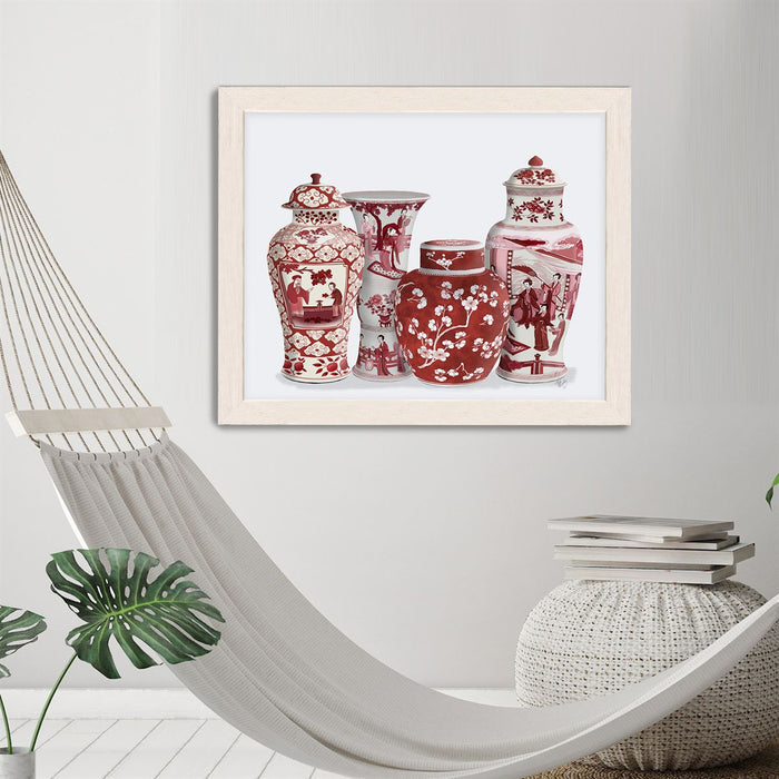 Chinoiserie Vase Quartet 1, Red, Art Print | Print 14x11inch