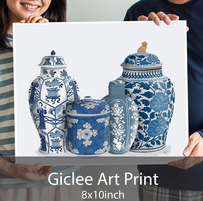 Chinoiserie Vase Quartet 2, Blue, Art Print | Print 18x24inch