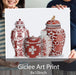 Chinoiserie Vase Quartet 2, Red, Art Print | Print 18x24inch