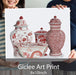 Chinoiserie Vase Quartet 3, Red, Art Print | Print 18x24inch
