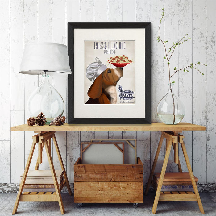 Basset Hound Pasta Cream, Dog Art Print, Wall art | Print 14x11inch