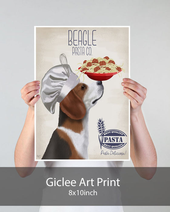 Beagle Pasta Cream, Dog Art Print, Wall art | Print 18x24inch