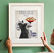 Border Collie Black White Pasta Cream, Dog Art Print, Wall art | Print 14x11inch