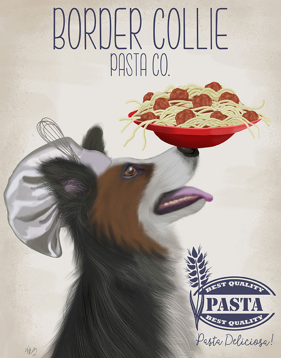 Border Collie Tricolour Pasta Cream, Dog Art Print, Wall art | FabFunky