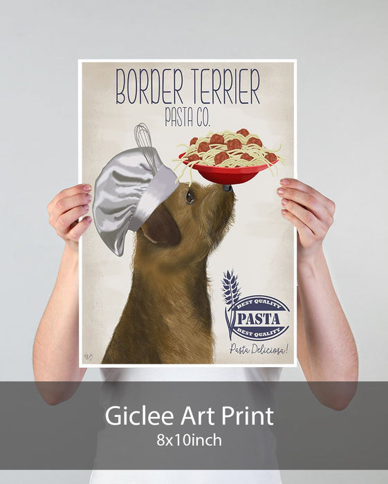 Border Terrier Pasta Cream, Dog Art Print, Wall art | Print 18x24inch