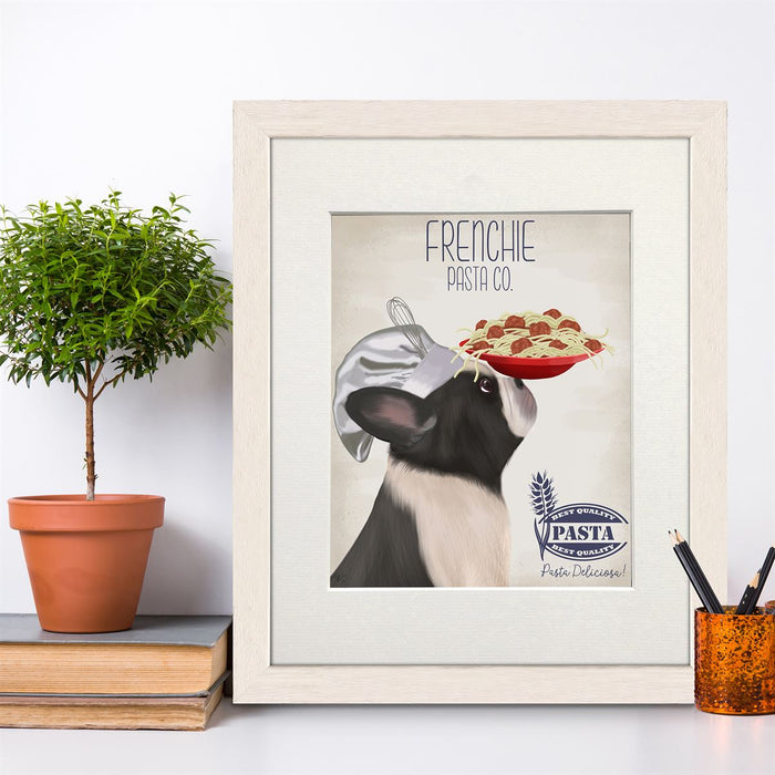 French Bulldog Black White Pasta Cream, Dog Art Print, Wall art | Print 14x11inch