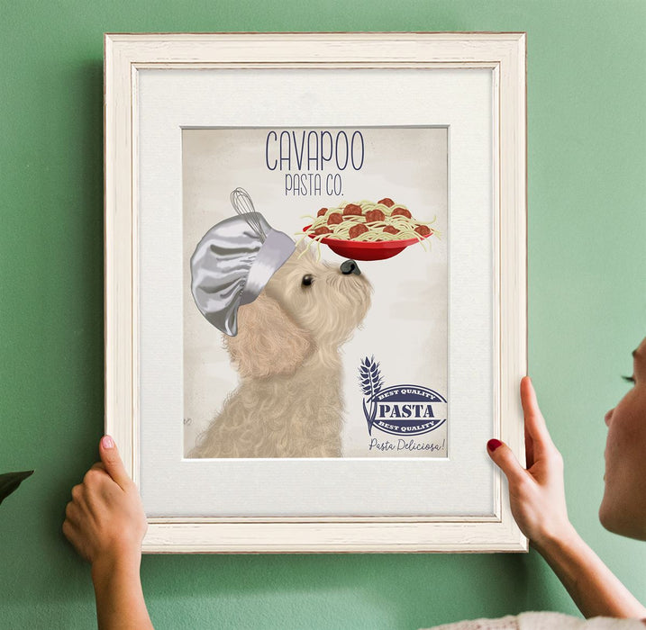 Cavapoo Blonde Pasta Cream, Dog Art Print, Wall art | Print 14x11inch