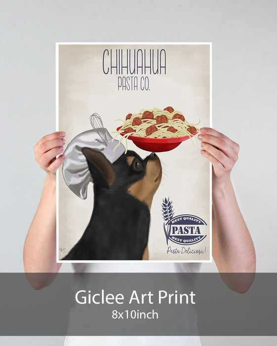 Chihuahua Black Ginger Pasta Cream, Dog Art Print, Wall art | Print 18x24inch