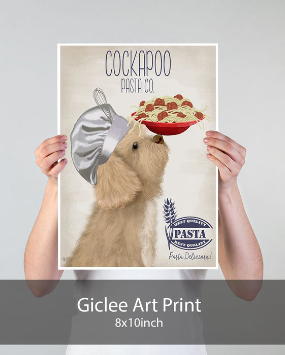 Cockapoo Blonde Pasta Cream, Dog Art Print, Wall art | Print 18x24inch